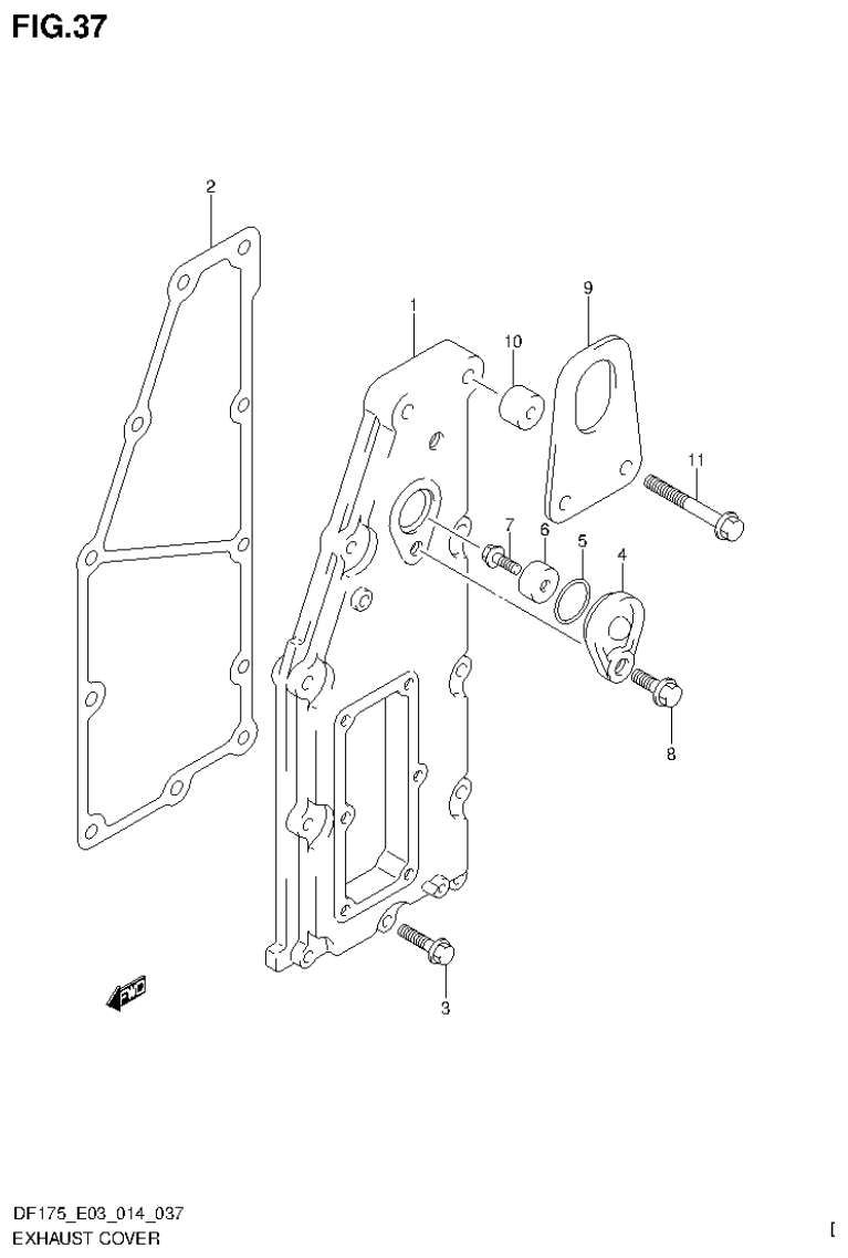 Suzuki DF175ZG EXHAUST COVER parts diagram